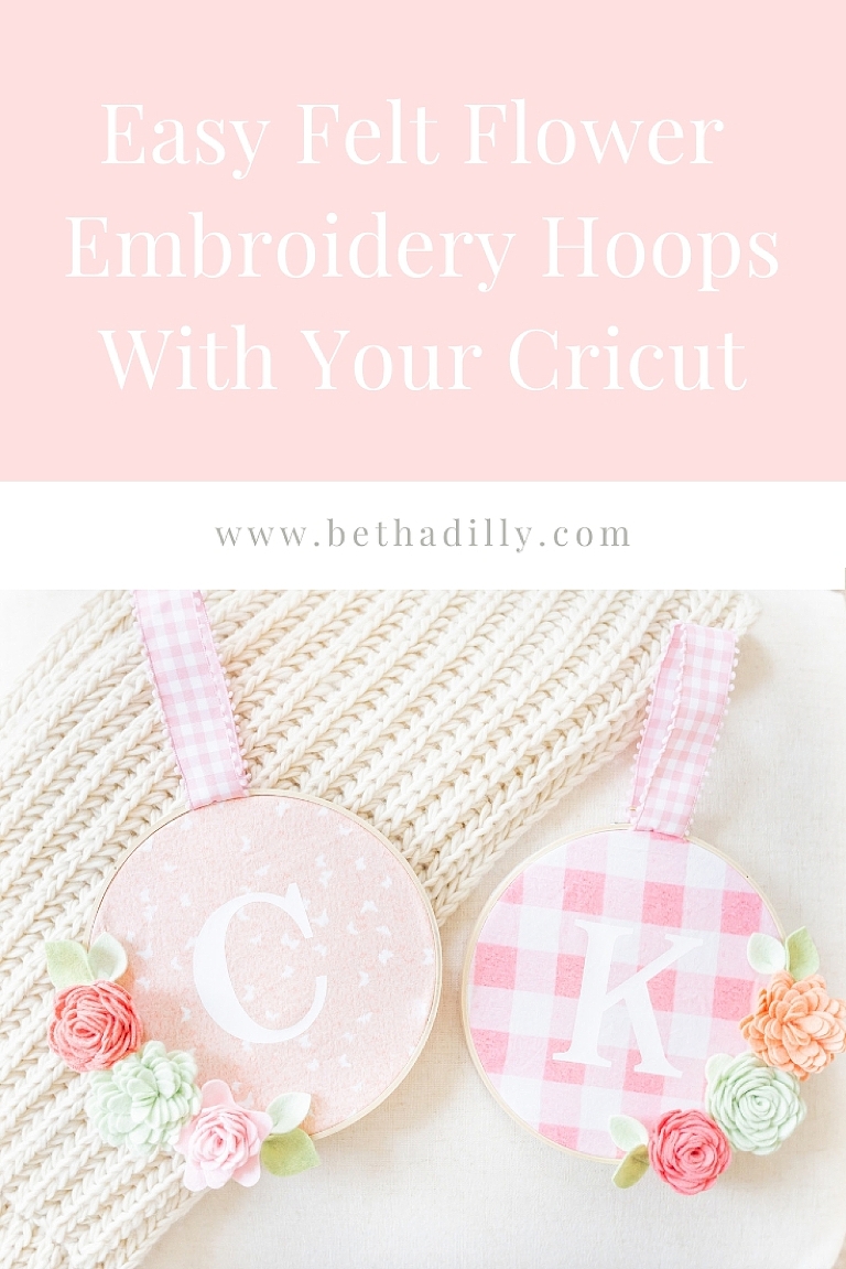 Felt Flower Embroidery Hoops With HTV | www.bethadilly.com
